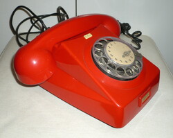 Piros tárcsás retro telefon, CB76MM Mechanikai Művek