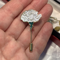 Vintage carnation flower gold plated brooch pin with rose from the 80s, gold flower pin 2.5 cm