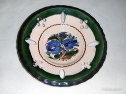 Hódmezővásárhely glazed ceramic wall plate with perforated edge diameter 26.5 cm (ap)