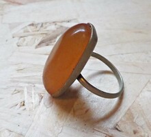 Alpaca ring with amber stones