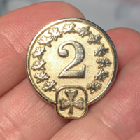 Vintage lucky money 2 euro, gold-plated money brooch pin 2 cm