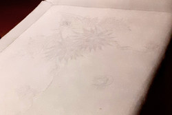 Monogrammed damask tablecloth. 58X59 cm