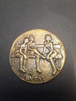 Bronze well László plaque, coin.