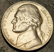 Amerikai Egyesült Államok, 5 cent, 1977., ﻿Jefferson Nickel