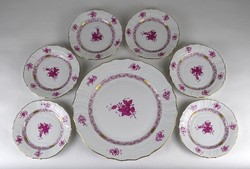 1P273 Herend porcelain cake set with purple Appony pattern