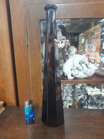 Sötét Lila 6 Szögletű Üveg Váza,Flaska.32 cm.