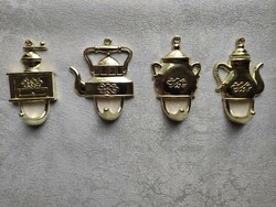 4 brass colored vintage kitchen hangers