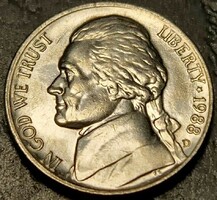 5 cent, 1988.D., ﻿Jefferson Nickel