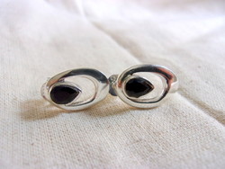 Silver earrings with black onyx stone decoration