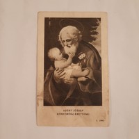 Első szentmise emlékére készített "Szent József könyörögj érettünk" imakártya 1942.