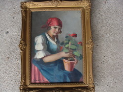 Szász István -lány a virággal