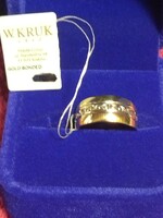 Gyönyörű W. KRUK vastagon 14k aranyozott női gyűrű 54 méret