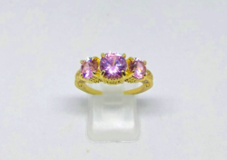 Filled gold (gf), pink cz stone ring 15