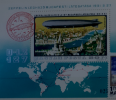 Zeppelin postatiszta VÁGOTT blokk és bélyegsorozat eladó