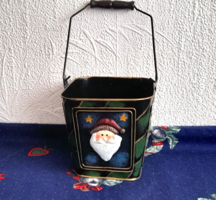 Sweet metal bucket with Santa pattern
