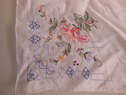 Handkerchief - embroidered - 30 x 29 cm - linen - old - Austrian