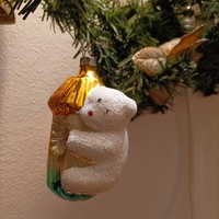 Teddy bear retro glass Christmas tree decoration