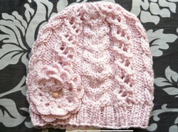 Pink unique, hand-knitted women's cap