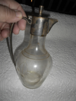 Antik csiszolt üveg karaffa-fém szerelékkel