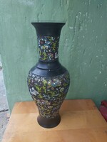 Keleti bronz- rekeszzománc váza. 51 cm.