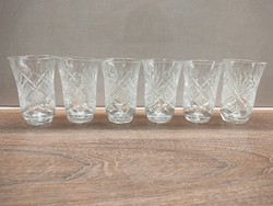 Set of 6 crystal glasses with polished decoration
