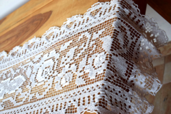 Huge Antique Old Hand Crochet Net Fillet Lace Tablecloth Tablecloth Centerpiece Runner 204 x 42