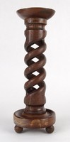 1P620 old twisted wooden candle holder 25.5 Cm
