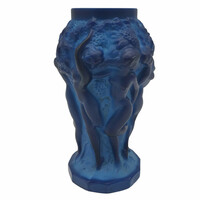 Desna blue glass vase - female figures ii. M00992