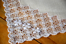 Antique old hand-wrought lace net fillet small tablecloth needlework showcase lace table centerpiece 51 x 54 cm