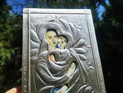 MADONNA WITH THE LITTLE JESUS, SILVER ICON