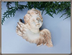 Hand-painted solid resin angel face, wall decoration