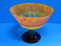 Colorful Murano glass with a nice small repair on the rim