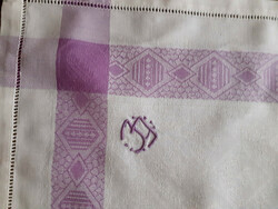 White monogrammed damask napkin, tablecloth. 39X39 cm