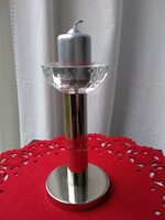 Modern candle holder with diamond cut crystal