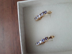 Gold-plated silver earrings with tanzanite stones