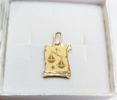 New 14 carat yellow gold Libra horoscope pendant (no. 23/65.)