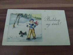 Régi újévi mini képeslap