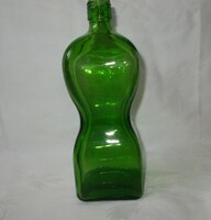 Zöld szögletes italos üveg butella,palack