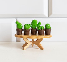 Vintage mini kaktuszok - bababútor, babaházi kiegészítő, miniatűr, cserepes kaktusz