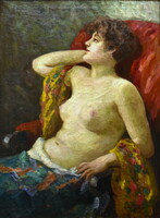 Géza Záhonyi (1889 - ?) Daydreaming Nude 1925