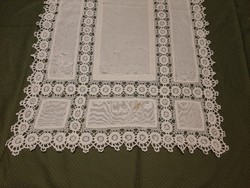 Beautiful antique crochet tablecloth with linen