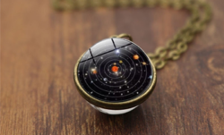 Bronze colored solar system sphere pendant necklace k02