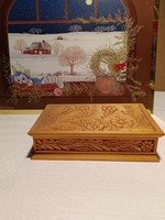 Old wooden box with a folk art pattern