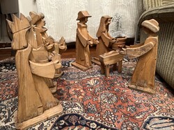 45-50 cm high, carved from wood, extra large nativity scene, for outdoors or on the terrace