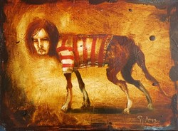 Győrfi András - Kutya 30 x 40 cm olaj, vászon