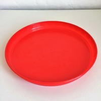 Old - retro red plastic round tray 26 cm