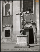 Larger size, photo art work by István Szendrő. Jesus on the cross, monument, Saint of Nepomuk