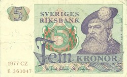 5 Korona kronor 1977 Sweden