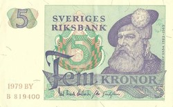 5 korona kronor 1979 Svédország 2.