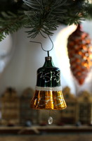 French glass Christmas tree ornament, hand-painted bell tongue, collector's item